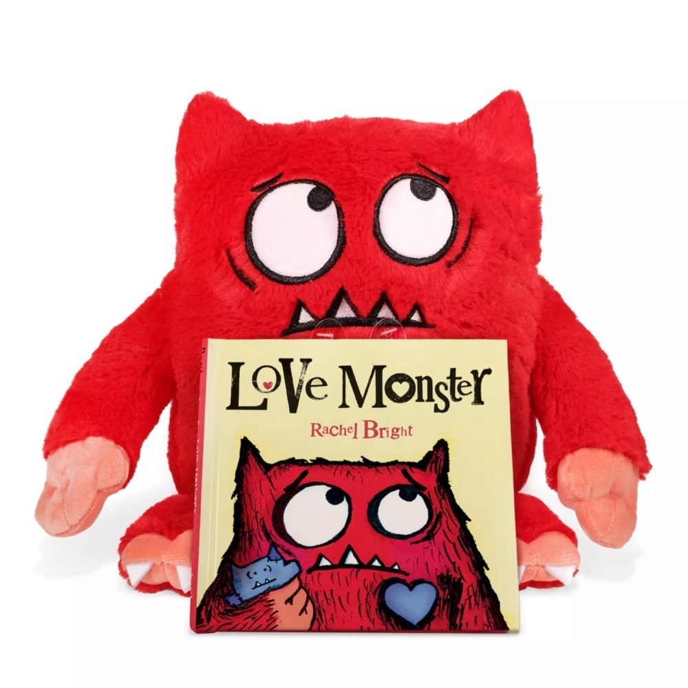 Adorable Red Love Monster Plush with Book by Rachel Bright